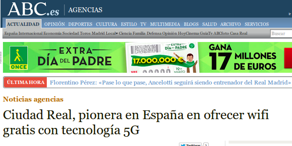 ABC - 25/02/2015 - Ciudad Real, pionera en España en ofrecer wifi gratis con tecnología 5G