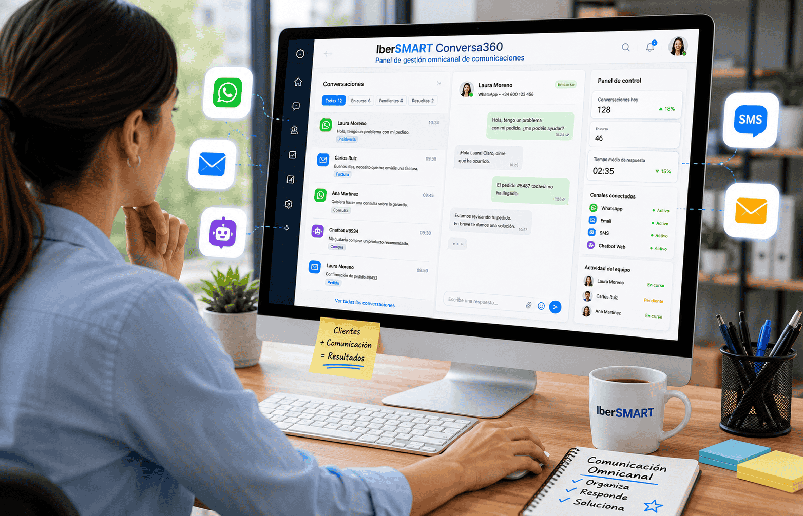 Trabajador utilizando IberSMART Conversa360