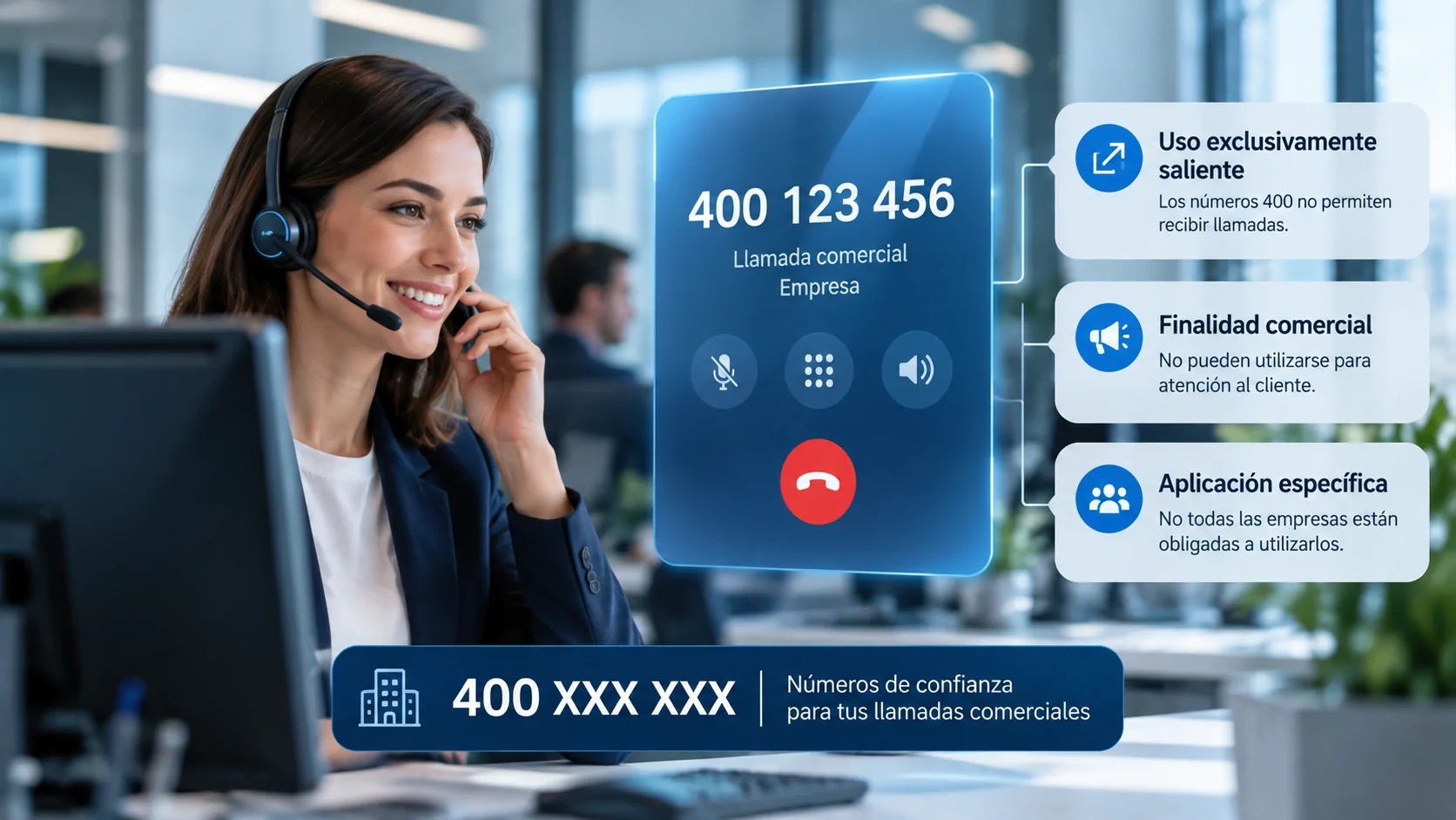 Características de la numeración 400 para llamadas comerciales salientes de empresas